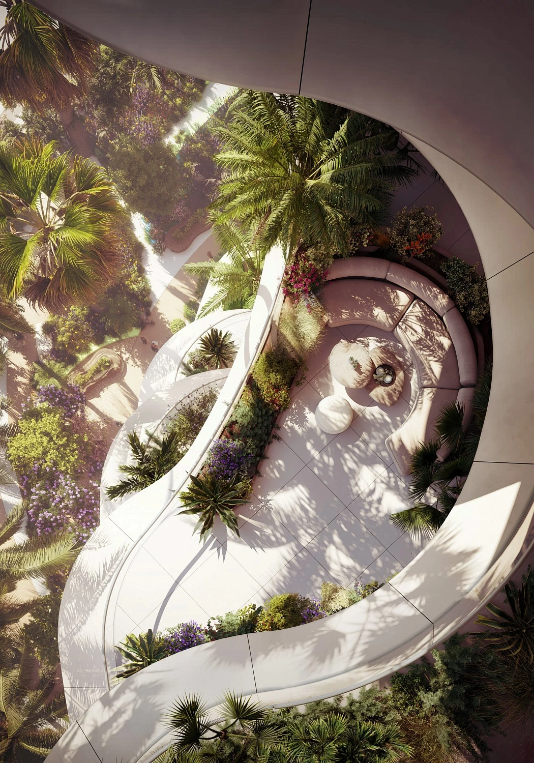 Foster + Partners проектирует голливудские офисы со спиральными террасами, покрытыми растениями